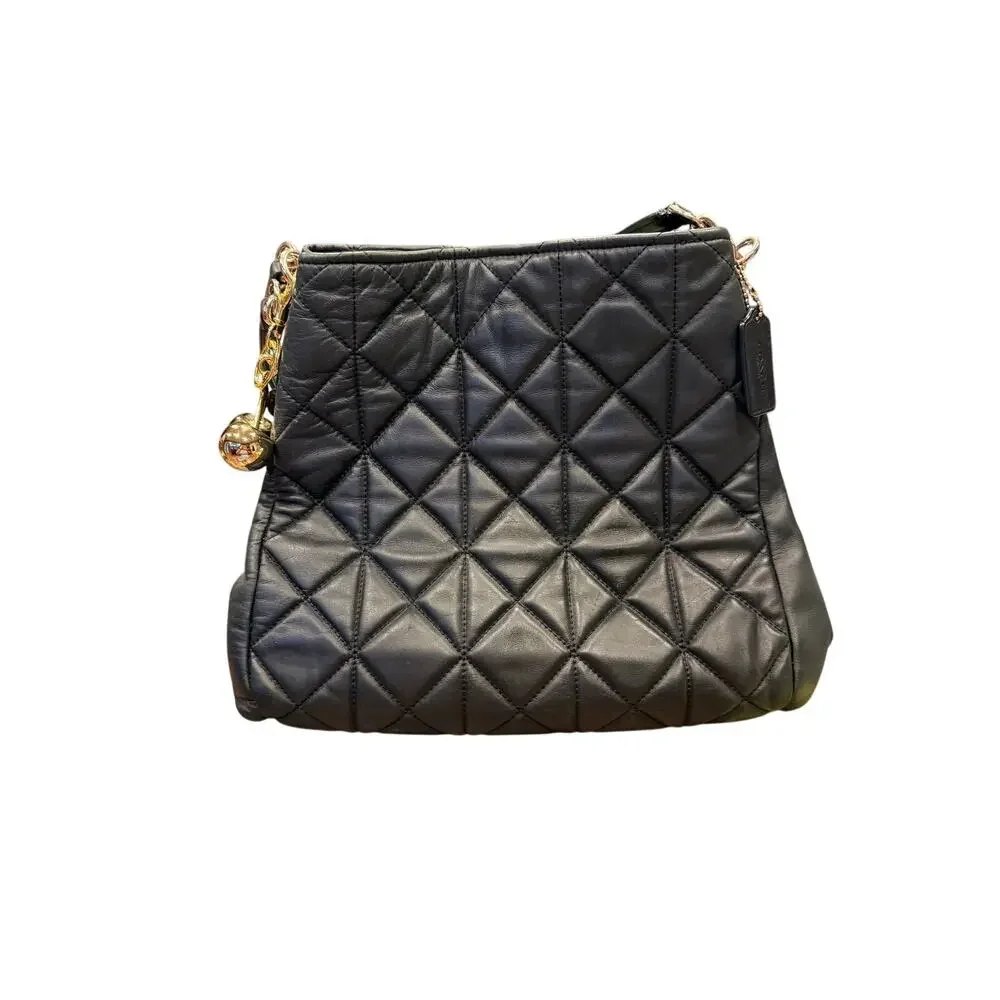 COACH Purse #F36696 Phoebe Shoulder Bag Black Quilted Leather. Retail: $525